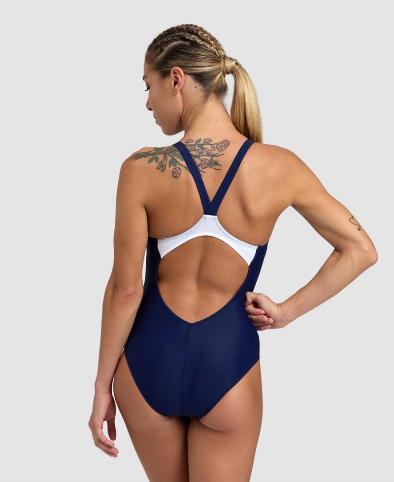 Arena Threefold V Back Badeanzug Navy Blau | REF10F-450