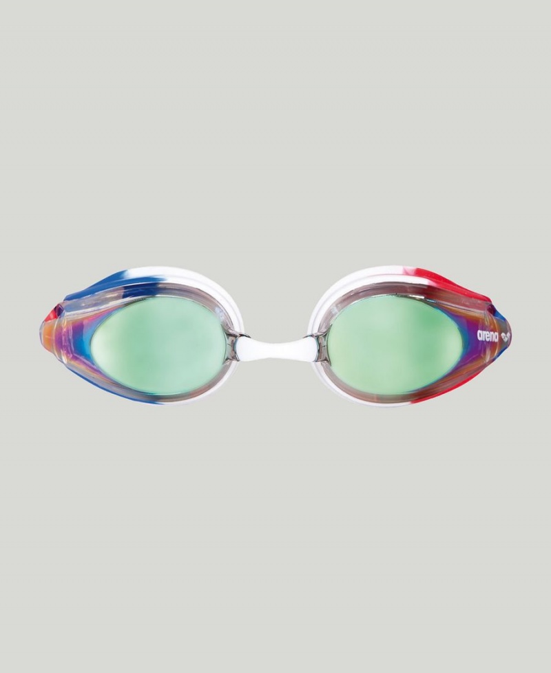 Arena Tracks Jr Mirror Schwimmbrille Weiß Blau Rot | UNI95B-477