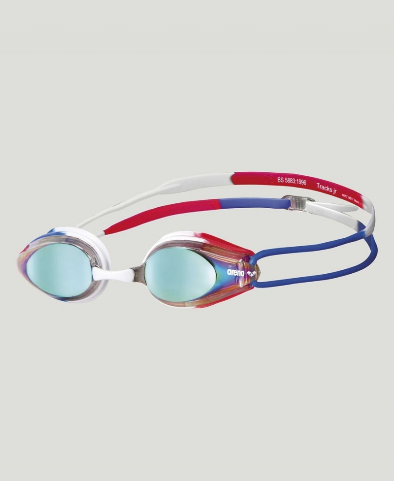 Arena Tracks Jr Mirror Schwimmbrille Weiß Blau Rot | UNI95B-477