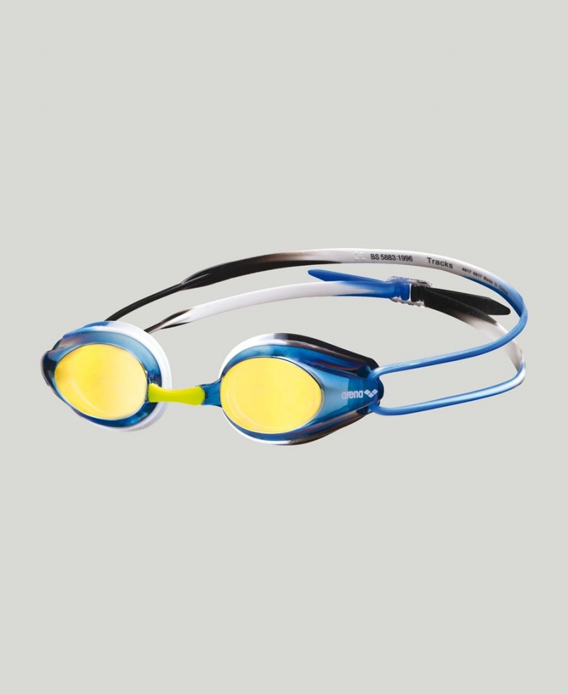 Arena Tracks Mirror Schwimmbrille Gelb Blau Schwarz | QQB53J-324