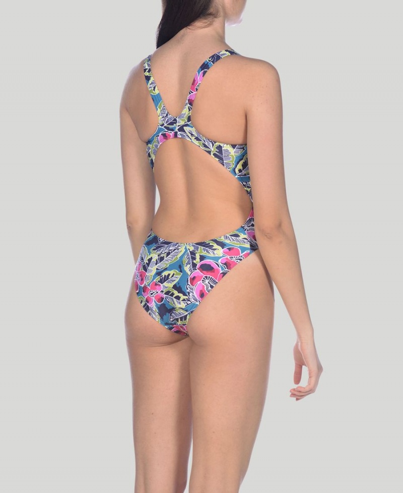 Arena Tropical Sketch Swim Tech Badeanzug Grün Mehrfarbig | BGU48K-231