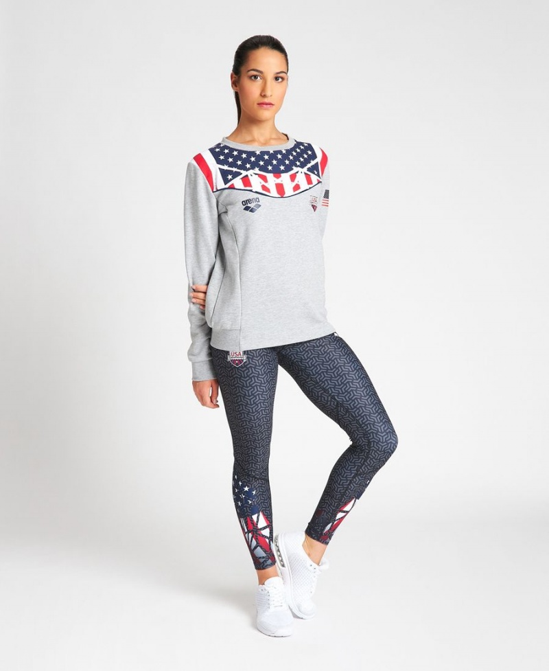 Arena USA Swimming Team Crewneck Sweatshirt Grau | GKH14Z-460