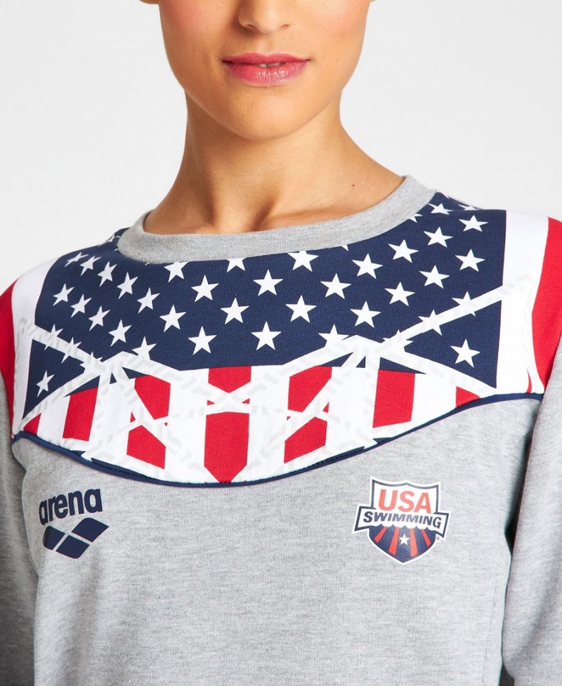 Arena USA Swimming Team Crewneck Sweatshirt Grau | GKH14Z-460