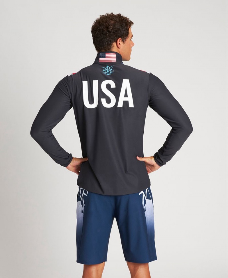 Arena USA Swimming Team Kit Half Zip T-Shirt Schwarz | ALV58L-482