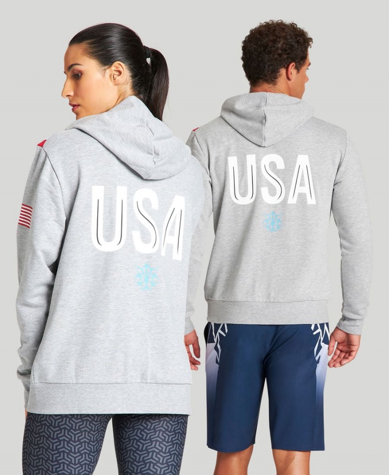 Arena USA Swimming Team Kit Mit Kapuze Zip Jacke Grau | YPX54X-430