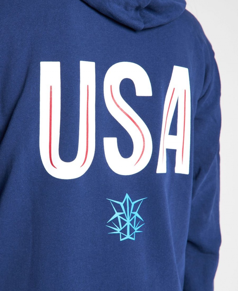 Arena USA Swimming Team Kit Mit Kapuze Zip Jacke Navy | ZDA60H-530