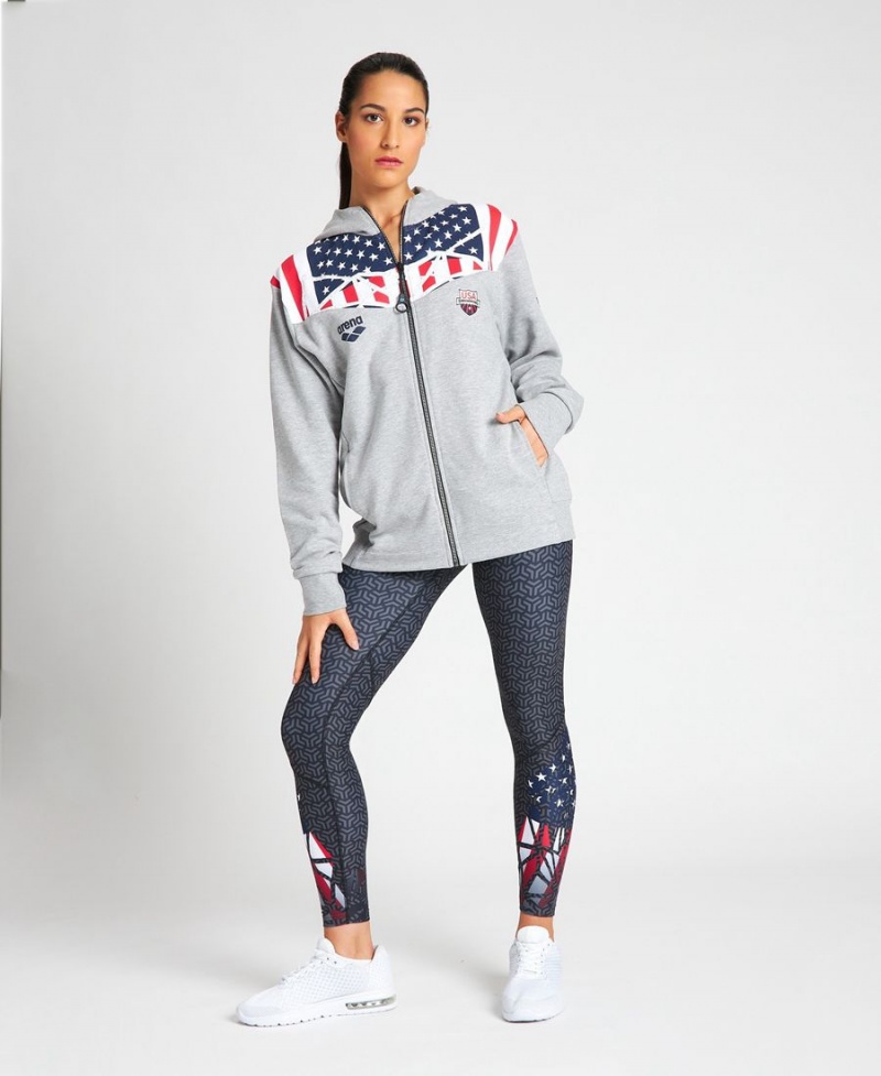 Arena USA Swimming Team Kit Mit Kapuze Zip Jacke Grau | NQI65R-881