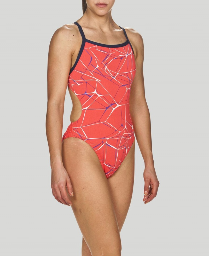 Arena Wasser Challenge Back Badeanzug Rot Navy | BZB48A-369