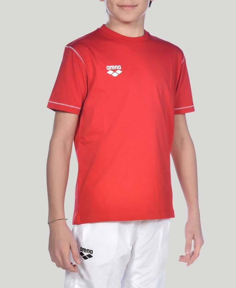 Arena Youth Team Line Kurzes Sleeve T-Shirt Rot | HEO40V-398