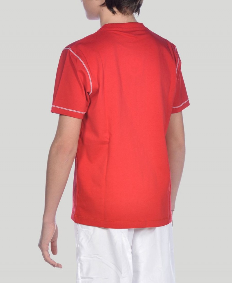 Arena Youth Team Line Kurzes Sleeve T-Shirt Rot | HEO40V-398