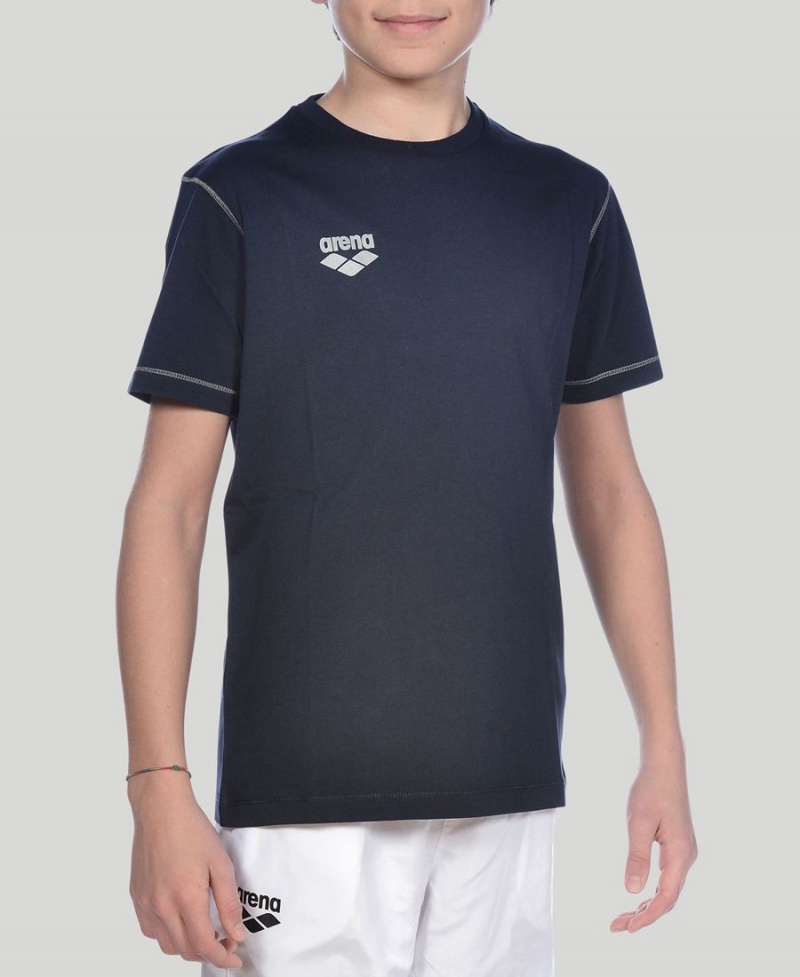 Arena Youth Team Line Kurzes Sleeve T-Shirt Navy | EDE64L-522