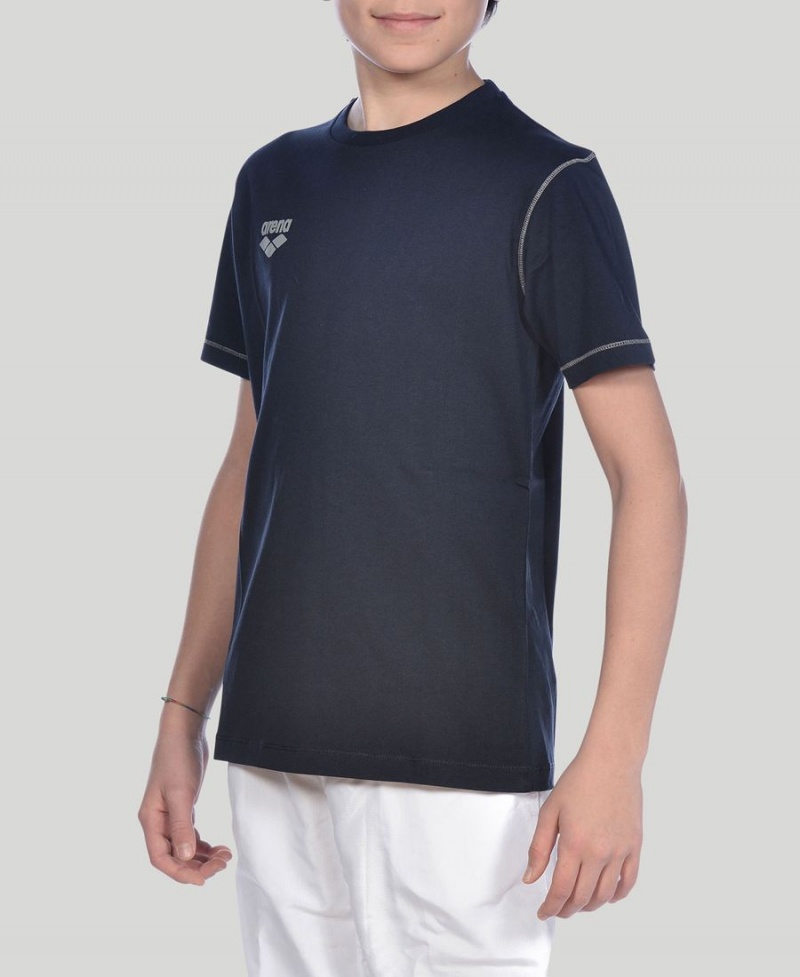 Arena Youth Team Line Kurzes Sleeve T-Shirt Navy | EDE64L-522