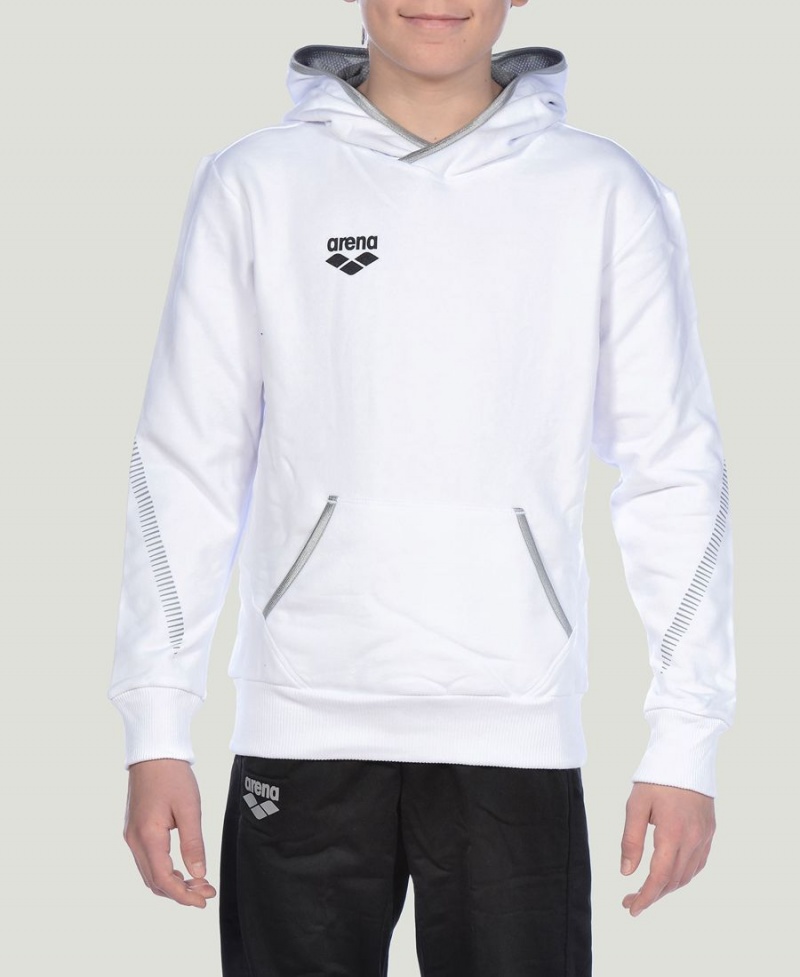 Arena Youth Team Line Long Sleeve Hoodie Weiß | XJD30H-436