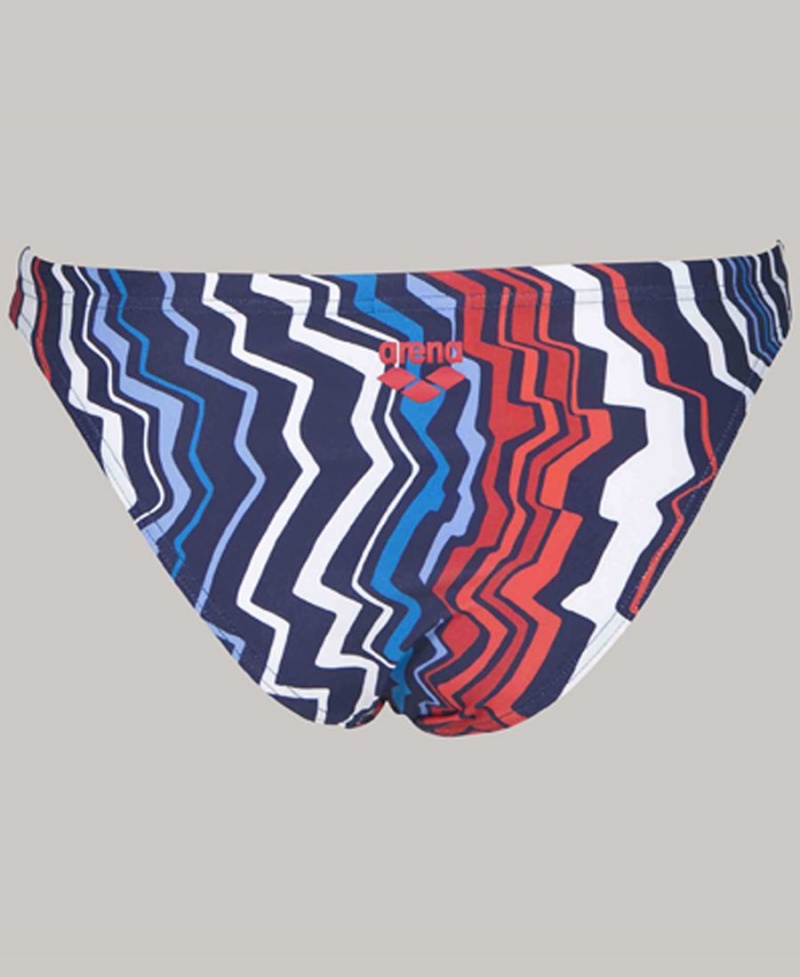 Arena Zig Zag Bikinihose Navy Rot | NJS35X-724