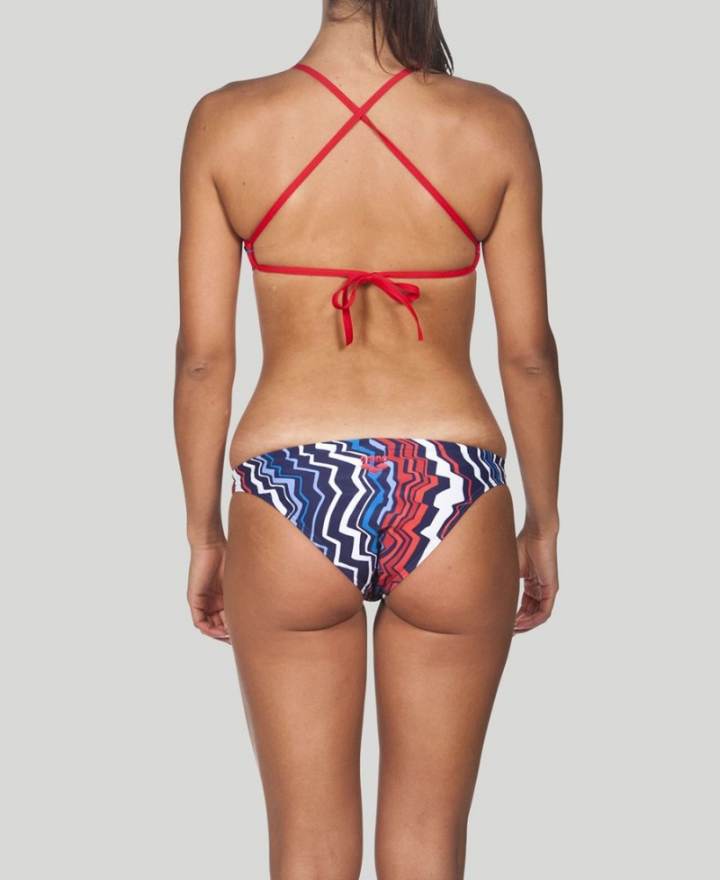 Arena Zig Zag Tie Back Bikinioberteil Navy Rot | AJO91V-530