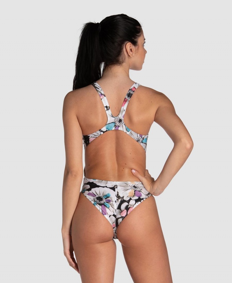 Arena Zinnia Party Tech Back Badeanzug Weiß Mehrfarbig | QNK54H-803